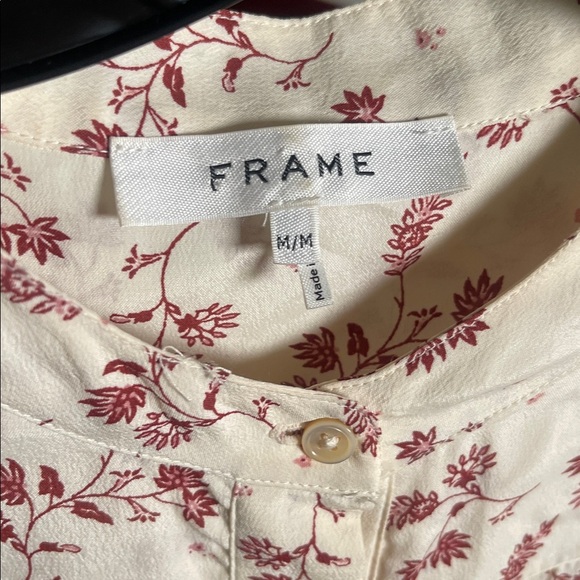 FRAME Voluminous Blouson-Sleeve Floral Silk Blend Blouse | Women’s Size M - Picture 7 of 7